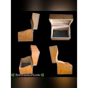 VINTAGE: Handcrafted Rustic Farmhouse Home Decor Wooden Recipe Box with Lid HTF